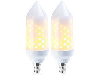 Luminea 2er-Pack LED-Flammen-Lampe mit realistischem Flackern; LED-Tropfen E27 (warmweiß) LED-Tropfen E27 (warmweiß) 