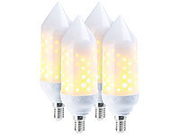 Luminea 4er-Pack LED-Flammen-Lampe mit realistischem Flackern; LED-Tropfen E27 (warmweiß) LED-Tropfen E27 (warmweiß) 