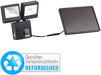 Luminea Duo-Solar-Außenstrahler, Bewegungssensor,6 W, IP44 (Versandrückläufer); LED-Fluter mit Bewegungsmelder (tageslichtweiß), Wetterfester LED-Fluter (tageslichtweiß) 