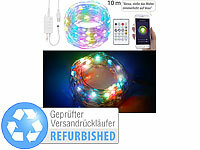 Luminea Home Control; WLAN-RGBIC-LED-Lichtsteifen mit App und Sprachsteuerung, WLAN-RGB-LED-Lichtervorhänge 