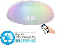 Luminea RGBW-LED-Deckenleuchte, Wecker, Lautsprecher, App (Versandrückläufer); LED Wand- und Deckenleuchten LED Wand- und Deckenleuchten 