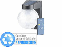 Luminea Solar-LED-Wandleuchte im Crackle-Glas-Design, Versandrückläufer; LED-Solar-Fluter mit Bewegungsmelder 