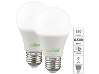 Luminea 2er-Set LED-Lampen, Bewegungssensor, E27, 9 W, 850 lm, tageslichtweiß; LED-Tropfen E27 (warmweiß) LED-Tropfen E27 (warmweiß) 