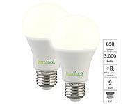 Luminea 2er-Set LED-Lampen mit Bewegungssensor, E27, 9 W, 850 lm, warmweiß; LED-Tropfen E27 (warmweiß) LED-Tropfen E27 (warmweiß) 