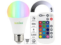 Luminea LED-Lampe E27, RGBW, 8 W (ersetzt 75 W), 806 Lumen, dimmbar