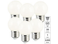 Luminea 6er-Set LED-Lampen E27, Retro, G45, 1 W (ersetzt 10 W), 50 lm, weiß; LED-Tropfen E27 (warmweiß) LED-Tropfen E27 (warmweiß) 