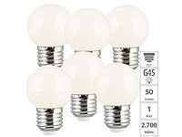 Luminea 6er-Set LED-Lampen E27, Retro, G45, 1W (ersetzt 10W), 50 lm, warmweiß; LED-Spots GU10 (warmweiß), LED-Tropfen E27 (tageslichtweiß) 