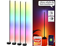 Luminea Home Control 4er-Set WLAN-Steh-/Eck-Leuchten mit RGB-CCT-IC-LEDs, 12W, App, schwarz; WLAN-LED-Lampen E27 RGBW 