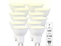 Luminea 12er-Set LED-Spots GU10, 7 W (ersetzt 50 W), 540 Lumen, warmweiß; LED-Tropfen E27 (tageslichtweiß) 