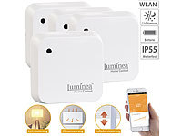 Luminea Home Control 4er-Set Wetterfeste WLAN-Licht & Dämmerungs-Sensoren mit App, IP55