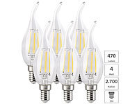 Luminea 6er-Set LED-Filament-Kerzen E14, 4 W (ersetzt 40 W), 470 lm, warmweiß; LED-Tropfen E27 (tageslichtweiß) LED-Tropfen E27 (tageslichtweiß) 