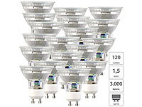 Luminea 18er-Set LED-Spotlights, Glasgehäuse, GU10, 1,5 W, 120 Lumen