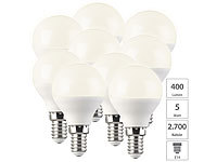 Luminea 9er-Set LED-Lampe, Tropfenform, P45, E14, 5W, 2700 K; LED-Tropfen E27 (warmweiß) LED-Tropfen E27 (warmweiß) 