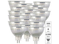 Luminea 18er-Set LED-Spots, Glasgehäuse GU5.3, 6W, 500 lm, 6500K; LED-Tropfen E27 (tageslichtweiß) 