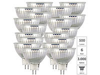 Luminea 18er-Set LED-Spot mit Glasgehäuse GU5.3, 6 W, 500 lm, 3000 K, F; LED-Spots GU10 (warmweiß) 