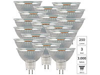 Luminea 18er-Set LED-Spots mit Glasgehäuse GU5.3, 3 W, 250 lm; LED-Spots GU10 (warmweiß) 