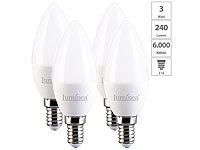 Luminea 4er-Set LED-Kerzen E14, C37, 3W (ersetzt 30W), 240 lm, tageslichtweiß; LED-Tropfen E27 (warmweiß) LED-Tropfen E27 (warmweiß) 