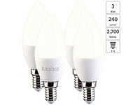Luminea 4er-Set LED-Kerzen E14, C37, 3 W (ersetzt 30 W), 240 lm, warmweiß; LED-Tropfen E27 (warmweiß) 