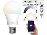 Luminea Home Control WLAN-LED-Lampe, E27, 806 lm, für Amazon Alexa & Google Assistant, CCT; WLAN-LED-Lampen E27 RGBW 