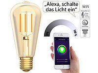 Luminea Home Control LED-Filament-Lampe, komp. zu Amazon Alexa & Google Assistant, 2200 K