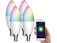Luminea Home Control 4er-Set WLAN-LED-Kerze, E14, RGB-CCT, 5,5 W (ersetzt 40 W), 470lm, App