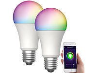 Luminea Home Control 2er-Set WLAN-LED-Lampen, für Amazon Alexa, GA, E27, RGBW, 15 W; WLAN-LED-Lampen GU10 RGBW WLAN-LED-Lampen GU10 RGBW WLAN-LED-Lampen GU10 RGBW 