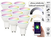 Luminea Home Control 10er-Set WLAN-LED-Spots, GU10, RGB-CCT, 4,5 Watt, F; 350 lm, 100°, App; WLAN-LED-Lampen E27 RGBW WLAN-LED-Lampen E27 RGBW WLAN-LED-Lampen E27 RGBW WLAN-LED-Lampen E27 RGBW 