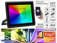 Luminea Home Control WLAN-Fluter, RGB-CCT-LEDs, App, Sprachsteuerung, 4.000 lm, 50 W, IP65