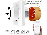 Luminea Home Control WLAN-Unterputz-Lichtschalter & Dimmer mit Dreh & Drück-Funktion, App
