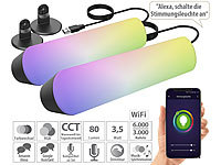 Luminea Home Control 2er-Set WLAN-USB-Stimmungsleuchte mit RGB+CCT-LEDs, App, 80 lm, 3,5 W