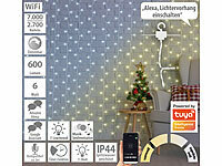 Luminea Home Control WLAN-LED-Lichtervorhang, 300 CCT-LEDs, dimmbar, App, IP44, 3x3 m