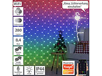 Luminea Home Control 2er Smarter WLAN-LED-Lichtervorhang mit 180 RGB-IC-LEDs, IP44, 3x3 m