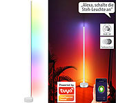 Luminea Home Control WLAN-Steh-/Eck-Leuchte mit RGB-CCT-IC-LEDs, 12 W, dimmbar, App, weiß