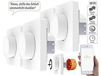Luminea Home Control 4er WLAN-Lichtschalter & Dimmer mit Dreh-/Drück-Funktion und App; WLAN-LED-Lampen E27 RGBW 