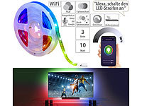 Luminea Home Control WLAN-RGB-LED-Streifen mit App und Sprachsteuerung, USB, 3 m