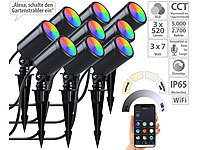 ; Wetterfeste WLAN-Fluter mit RGB-CCT-LEDs, App-Steuerung 