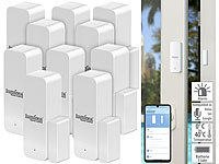 Luminea Home Control 10er-Set ZigBee-Tür & Fensteralarme, Alexa, Google Assist., Siri, App; WLAN-Temperatur- & Luftfeuchtigkeits-Sensoren mit App-Auswertungen WLAN-Temperatur- & Luftfeuchtigkeits-Sensoren mit App-Auswertungen 