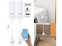 Luminea Home Control 2er-Set ZigBee-Wassermelder mit externem Sensor, App; WLAN-Unterputz-Steckdosen WLAN-Unterputz-Steckdosen 