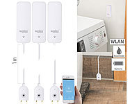 Luminea Home Control 3er-Set ZigBee-Wassermelder, ext. Sensor, 2 J. Batterielaufzeit, App; WLAN-Unterputz-Steckdosen WLAN-Unterputz-Steckdosen 