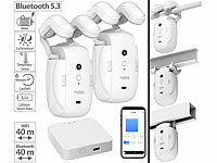 Luminea Home Control 2er-Set Smarter 3in1-Vorhangmotor mit Akku, App + WLAN-Gateway