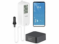 Luminea Home Control WLAN Temperaturmesser; WLAN-Temperatur- & Luftfeuchtigkeits-Sensoren mit App-Auswertungen WLAN-Temperatur- & Luftfeuchtigkeits-Sensoren mit App-Auswertungen WLAN-Temperatur- & Luftfeuchtigkeits-Sensoren mit App-Auswertungen