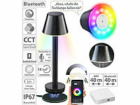 Luminea Home Control Smarte Outdoor-Tischlampe mit WLAN-Gateway, RGB-CCT-LEDs, App, IP67