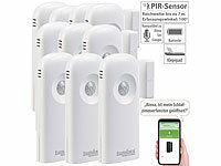Luminea Home Control 10er-Set 2in1-WLAN-Tür-/Fenstersensoren und PIR-Sensoren, mit App