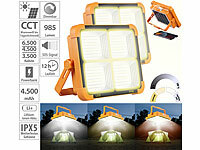Luminea 2er-Set Solar-Akku-Strahler mit CCT-LEDs & Powerbank, 1000 lm, dimmbar; Wasserfeste LED-Fluter (warmweiß) Wasserfeste LED-Fluter (warmweiß) Wasserfeste LED-Fluter (warmweiß) 