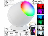Luminea Home Control Smarte WLAN-Stimmungsleuchte, RGB-CCT-LEDs, 210 lm, 2,2 W, USB, weiß; WLAN-LED-Deckenleuchte CCT WLAN-LED-Deckenleuchte CCT WLAN-LED-Deckenleuchte CCT WLAN-LED-Deckenleuchte CCT 