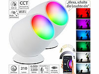 Luminea Home Control 2er-Set WLAN-Stimmungsleuchten, RGB-CCT-LEDs, 210 lm, 2,2 W, USB, weiß