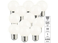 Luminea 12er-Set LED-Lampen, E27 Retro, G45, 50 lm, 1 W, 4000 K; LED-Tropfen E27 (warmweiß) 
