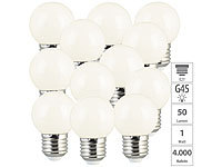 Luminea 12er-Set LED-Lampen, E27 Retro, G45, 50 lm, 1 W, 2700 K; LED-Kerzen E14 (warmweiß) 