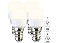 Luminea 4er-Set LED-Kühlschranklampen, E14, T25, 150 lm, 2 W; LED-Tropfen E27 (warmweiß) 