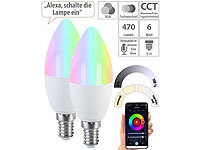 Luminea Home Control 2er-Set LED-Kerzen E14, RGB-CCT, 5 W, 470 lm, ZigBee-kompatibel; WLAN-LED-Lampen E27 RGBW WLAN-LED-Lampen E27 RGBW WLAN-LED-Lampen E27 RGBW 